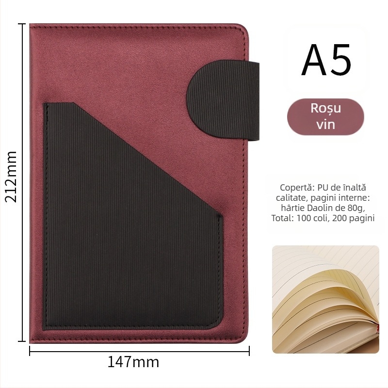 Jurnal cu copertă din piele sintetică, legare spirală, Dowling hârtie 80 g, 200 pagini, stil creativ - cj02