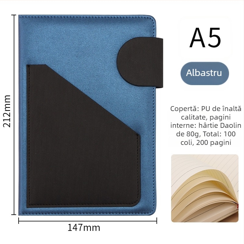 Jurnal cu copertă din piele sintetică, legare spirală, Dowling hârtie 80 g, 200 pagini, stil creativ - cj02