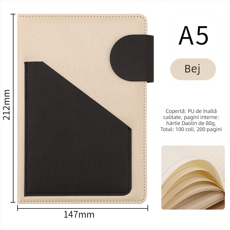 Jurnal cu copertă din piele sintetică, legare spirală, Dowling hârtie 80 g, 200 pagini, stil creativ - cj02