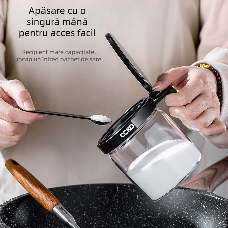 Set borcane condimente CCKO — borcane din sticlă pentru condimente solide, cutie de depozitare, logo imprimat