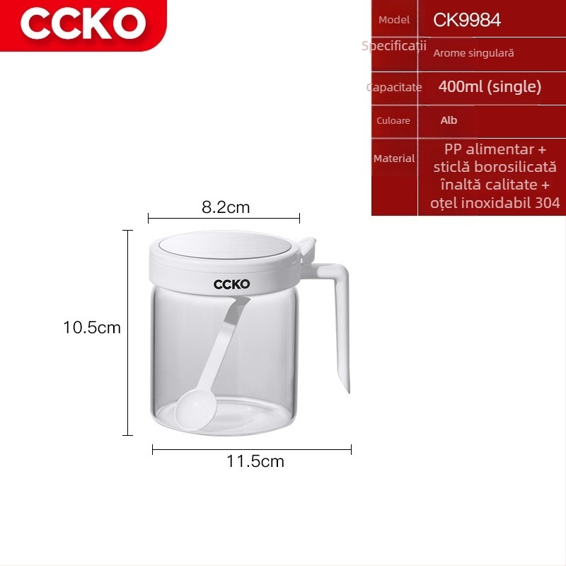 Set borcane condimente CCKO — borcane din sticlă pentru condimente solide, cutie de depozitare, logo imprimat