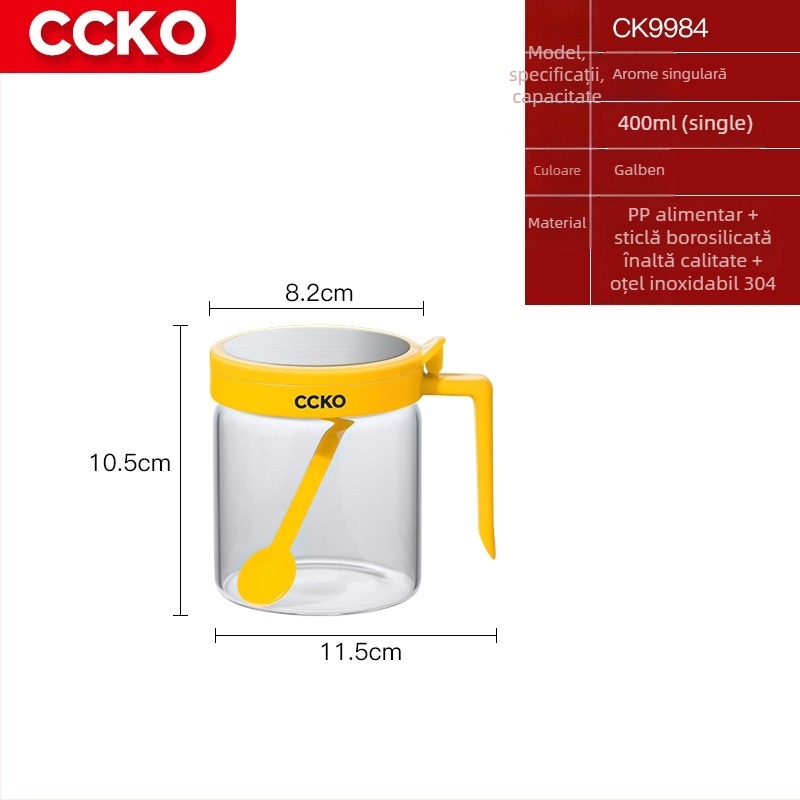 Set borcane condimente CCKO — borcane din sticlă pentru condimente solide, cutie de depozitare, logo imprimat