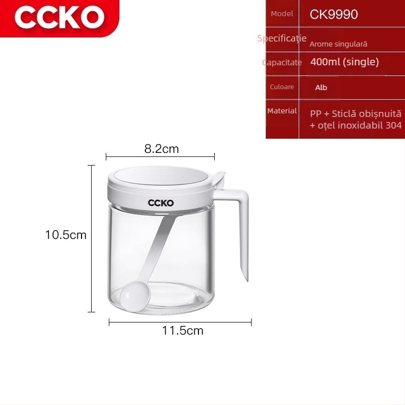 Set borcane condimente CCKO — borcane din sticlă pentru condimente solide, cutie de depozitare, logo imprimat