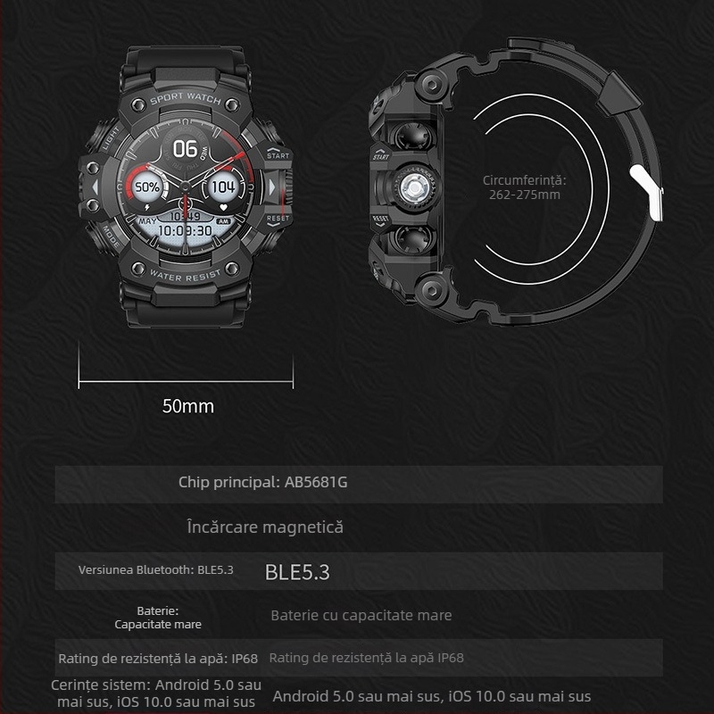 LC21 smartwatch cu monitorizare ritm cardiac, oxigen în sânge, tensiune arterială, monitorizare a somnului și apeluri Bluetooth