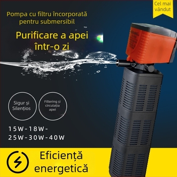 Xilong F080 pompă submersibilă pentru acvariu, trei în unu, cu filtru încorporat, oxigenare și circulație