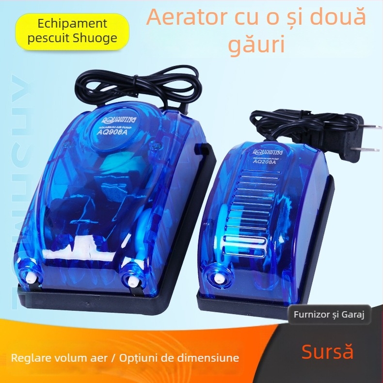 Pompă de oxigen pentru acvariu, silențioasă, compactă pentru uz casnic (Tip: pompă de oxigen; Utilizare: acvariu; Brand: Fruits Fishing Gear; Material: Plastic)