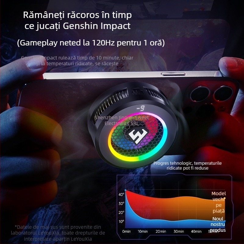 Radiator de răcire inteligent cu control al temperaturii pentru telefoane mobile și tablete, cu afișaj digital LED