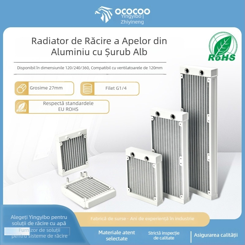 Radiator de răcire cu apă, carcasă din aluminiu, 12 conducte de transfer al căldurii, CPU compatibil, modele 120/240/360