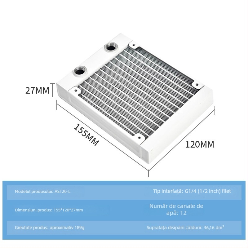 Radiator de răcire cu apă, carcasă din aluminiu, 12 conducte de transfer al căldurii, CPU compatibil, modele 120/240/360