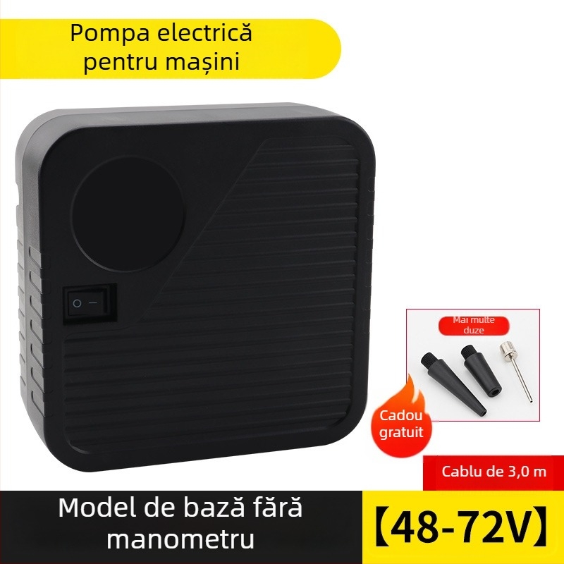Pompa portabilă de umflat anvelope auto, alimentare pe baterie, 36–96V, 120W, 5A