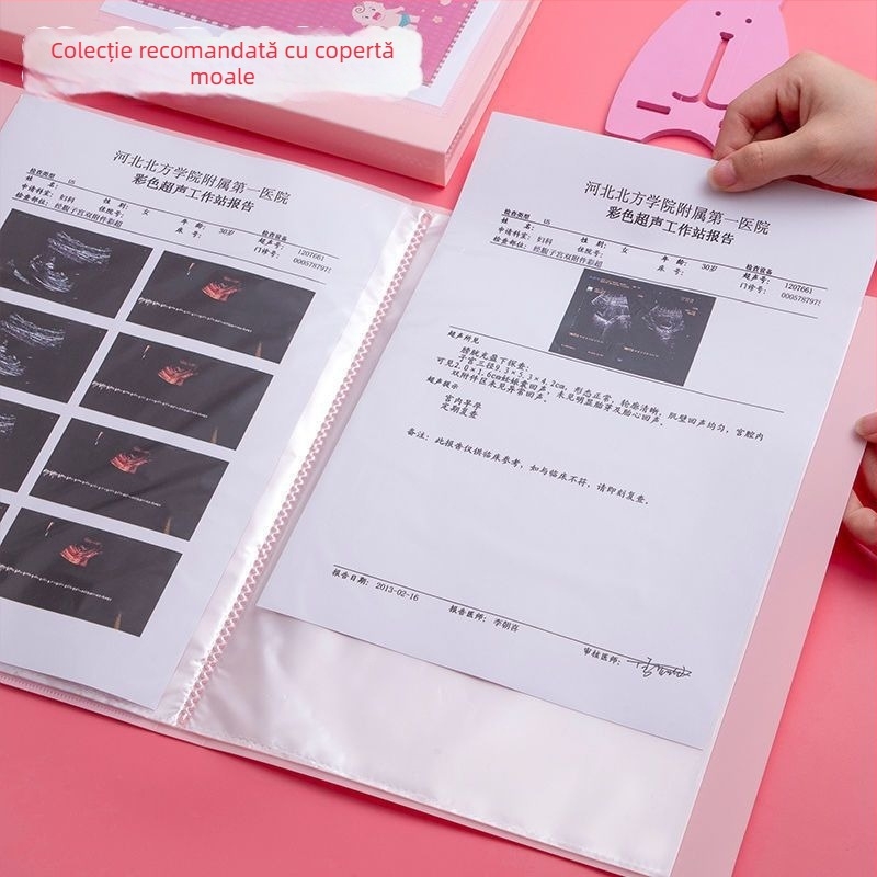 Carte de colecție pentru examinări în sarcină, carte de date din plastic, 20 de pagini, logo imprimat, personalizare disponibilă
