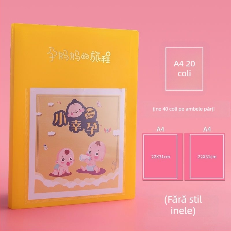 Carte de colecție pentru examinări în sarcină, carte de date din plastic, 20 de pagini, logo imprimat, personalizare disponibilă