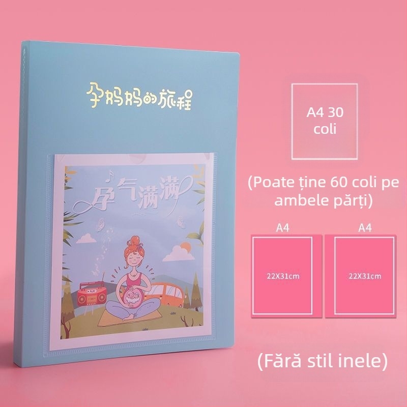Carte de colecție pentru examinări în sarcină, carte de date din plastic, 20 de pagini, logo imprimat, personalizare disponibilă