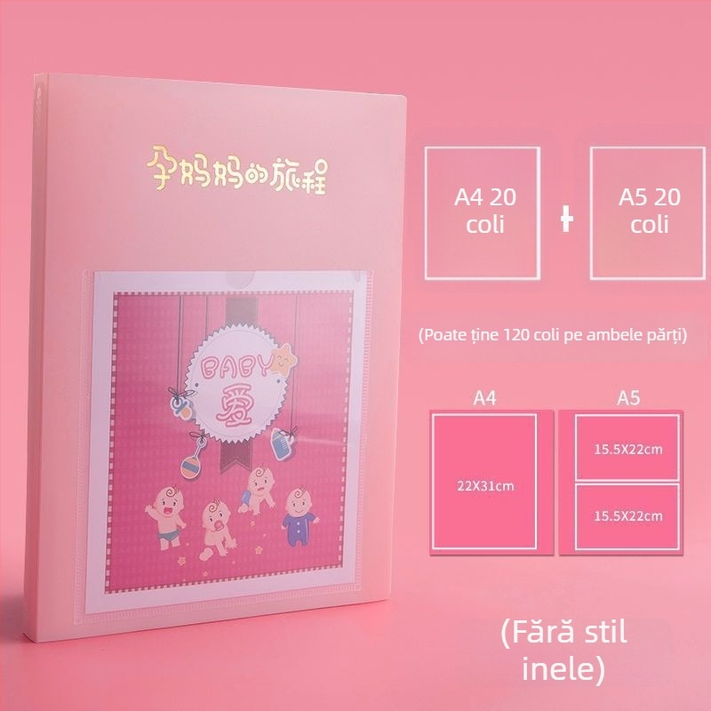 Carte de colecție pentru examinări în sarcină, carte de date din plastic, 20 de pagini, logo imprimat, personalizare disponibilă