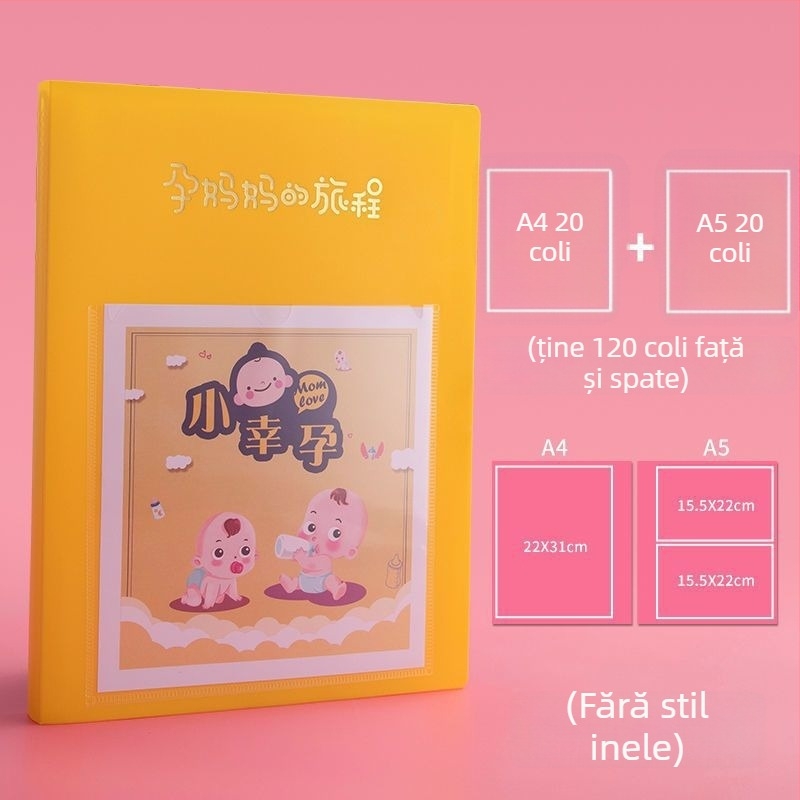 Carte de colecție pentru examinări în sarcină, carte de date din plastic, 20 de pagini, logo imprimat, personalizare disponibilă