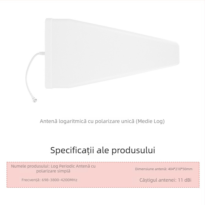 Antena log-periodică, 10 dBi câștig, 698–4000 MHz, în exterior, ayissmoye XDS