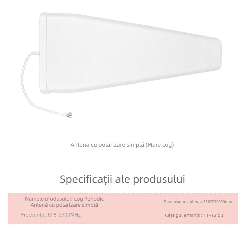 Antena log-periodică, 10 dBi câștig, 698–4000 MHz, în exterior, ayissmoye XDS