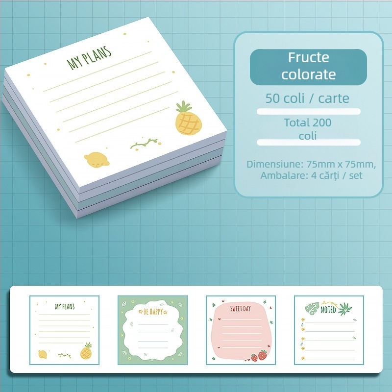 Note autoadezive cu benzi lungi de index – 100 coli, capac din hârtie groasă, 0,044 kg, ambalaj de bază, Chuangyi