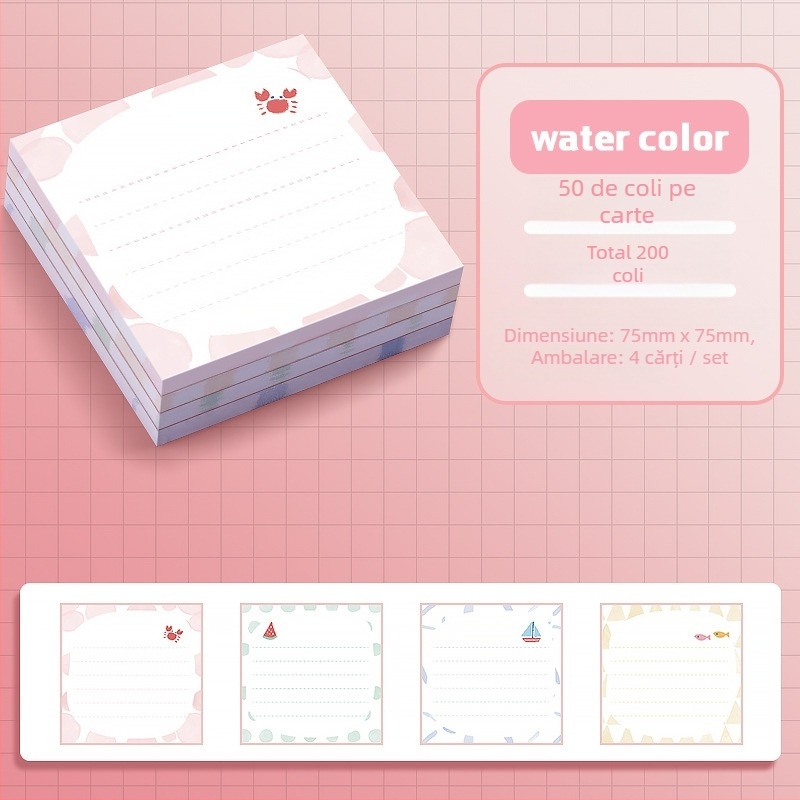 Note autoadezive cu benzi lungi de index – 100 coli, capac din hârtie groasă, 0,044 kg, ambalaj de bază, Chuangyi