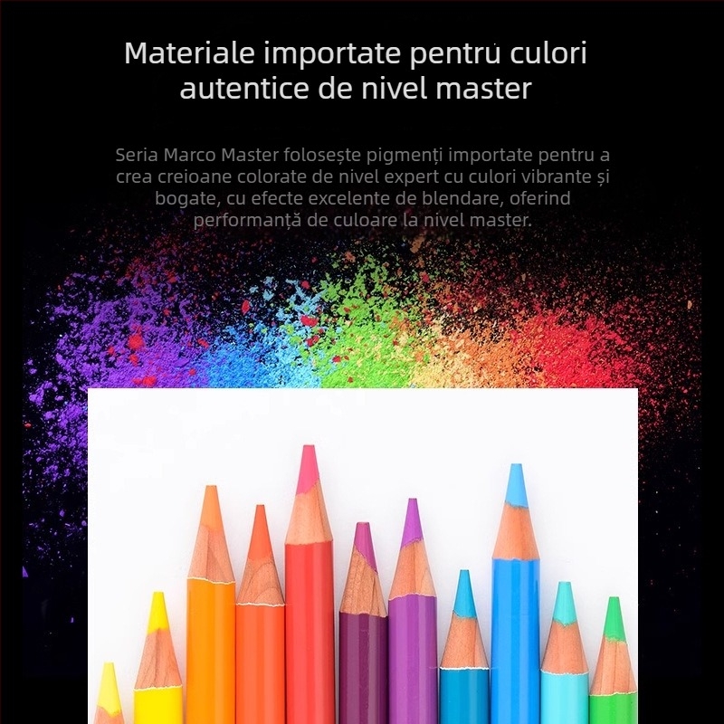 Set de creioane colorate Marco — solubile în apă și pe bază de ulei, corp din lemn, duritatea B, pentru scriere și desen