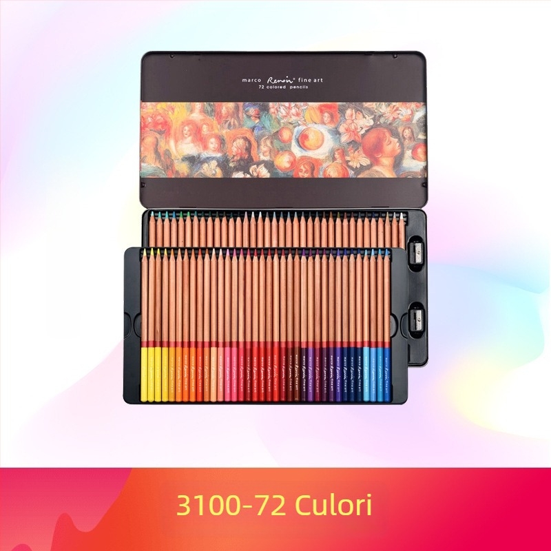 Set de creioane colorate Marco — solubile în apă și pe bază de ulei, corp din lemn, duritatea B, pentru scriere și desen