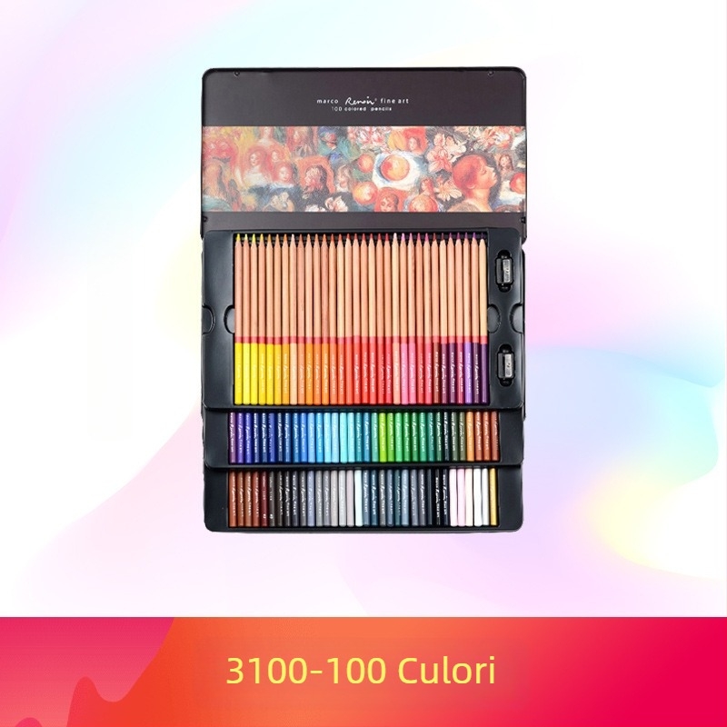 Set de creioane colorate Marco — solubile în apă și pe bază de ulei, corp din lemn, duritatea B, pentru scriere și desen