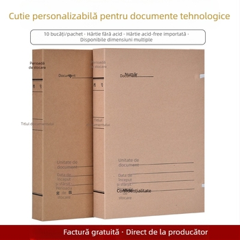 Cutie fișier A4 – Cutie arhivă din hârtie kraft, acid-free, brand Yafei, imprimare logo disponibilă, grosime material 1, lățime spate 40