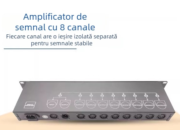 Amplificator/distribuitor DMX pentru iluminat pe scenă MX512 — 4/8 canale, transceiver Beam PAR, brand Fuli