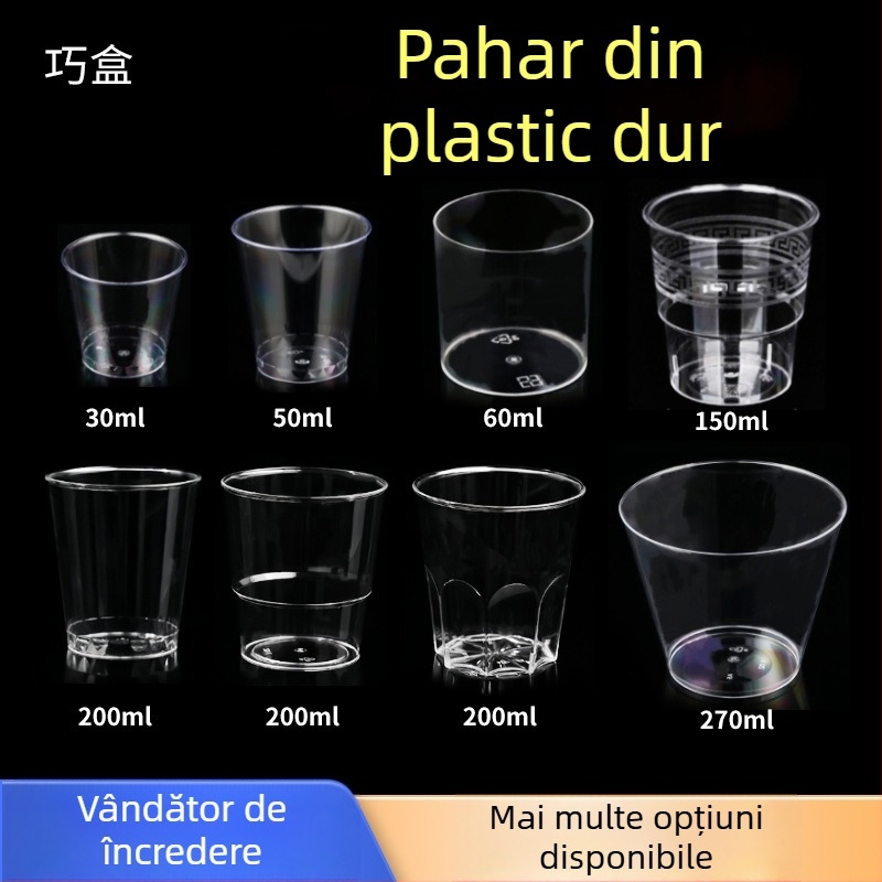 Pahar de desert din PS – Cup mousse de unică folosință pentru înghețată și deserturi, cu ștampilă argintie, fără capac, capacități 50ml 270ml 200ml