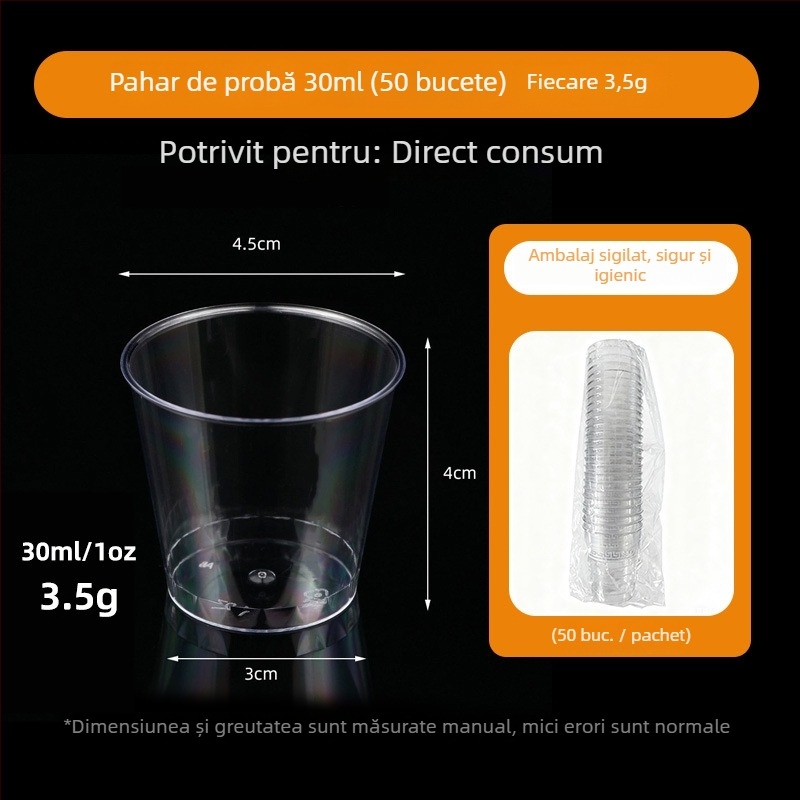 Pahar de desert din PS – Cup mousse de unică folosință pentru înghețată și deserturi, cu ștampilă argintie, fără capac, capacități 50ml 270ml 200ml