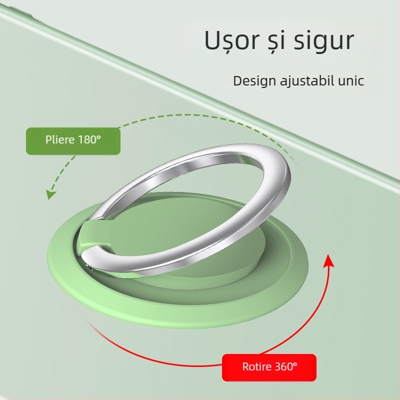 Suport cu inel pentru telefon – montură magnetică pentru mașină și birou, metal, Raufini, personalizare disponibilă