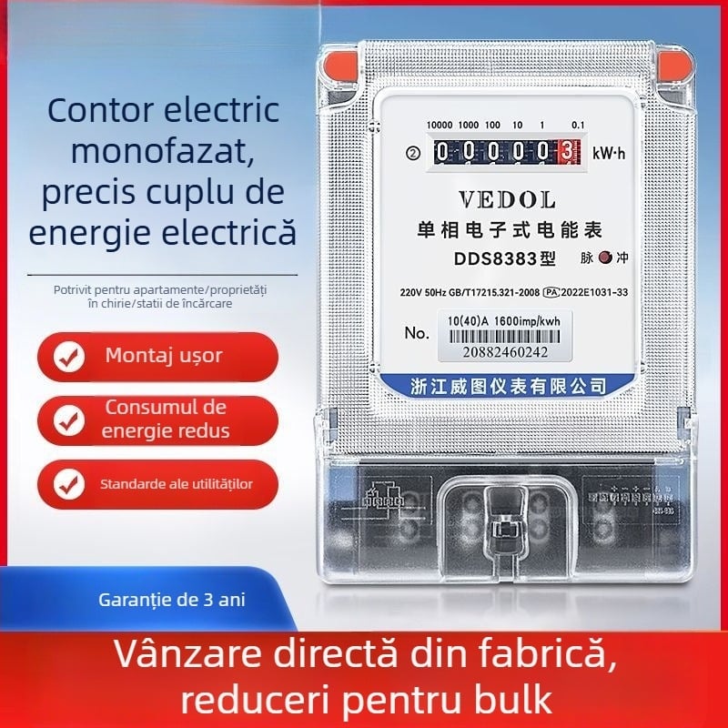 Contor inteligent digital 220V, monofazic, pentru uz rezidențial