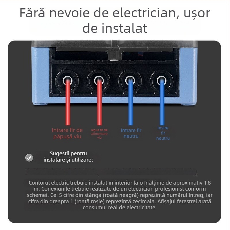 Contor inteligent digital 220V, monofazic, pentru uz rezidențial