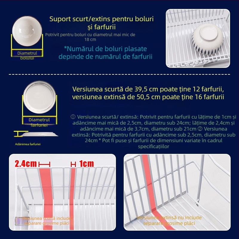 Raft de drenaj pentru chiuveta bucătărie din oțel inoxidabil 304, organizator de vase și tacâmuri, stil simplu și modern
