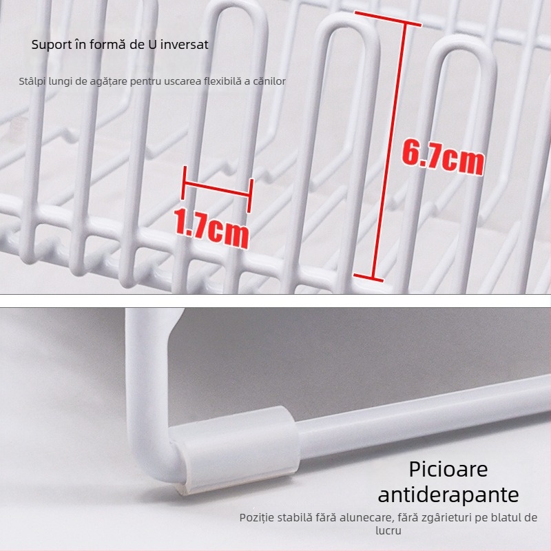 Raft de drenaj pentru chiuveta bucătărie din oțel inoxidabil 304, organizator de vase și tacâmuri, stil simplu și modern