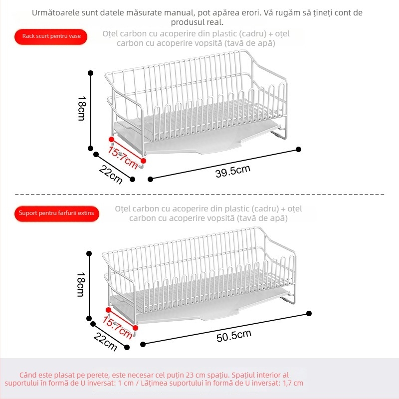 Raft de drenaj pentru chiuveta bucătărie din oțel inoxidabil 304, organizator de vase și tacâmuri, stil simplu și modern