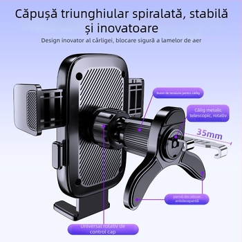 Mo jile Suport pentru telefon în mașină - Montaj Snap-on pe conducta de ventilație, Compatibilitate universală, Fără alimentare