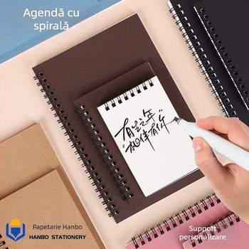 Caiet spiral Kraft din hârtie Kraft, seria Kraft paper, 100 pagini, hârtie 300 g/m², personalizabil