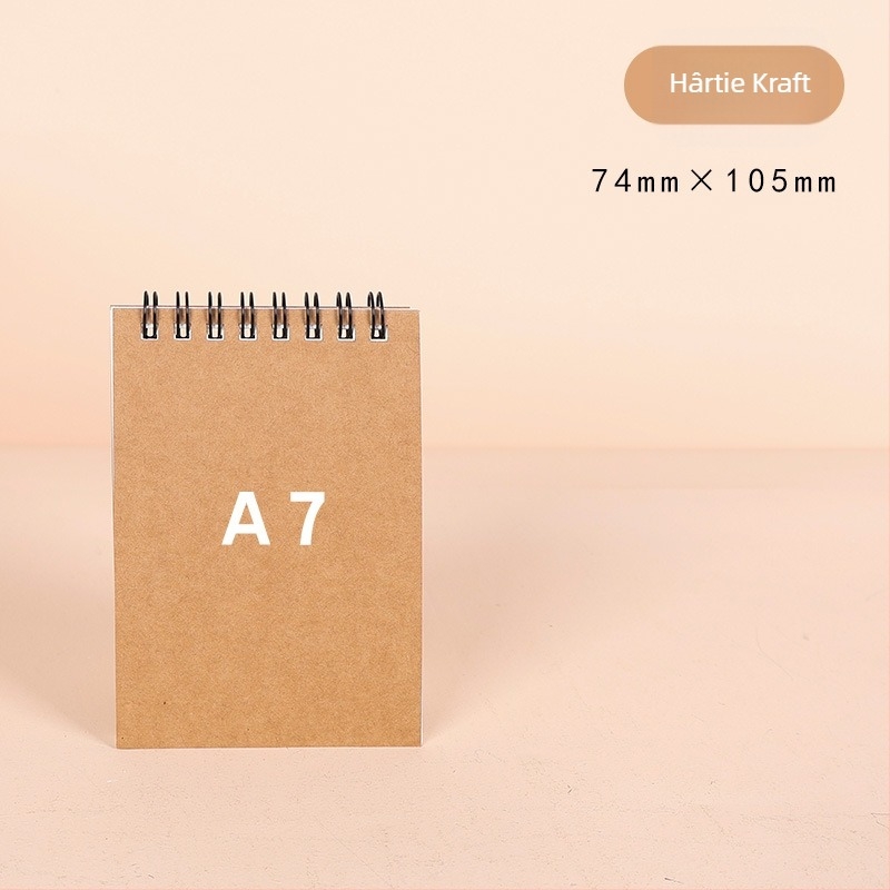 Caiet spiral Kraft din hârtie Kraft, seria Kraft paper, 100 pagini, hârtie 300 g/m², personalizabil