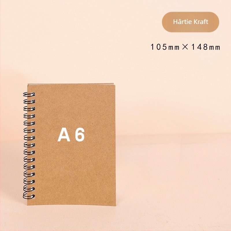Caiet spiral Kraft din hârtie Kraft, seria Kraft paper, 100 pagini, hârtie 300 g/m², personalizabil