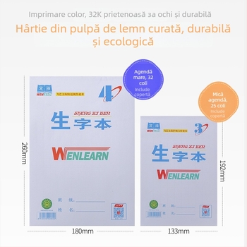 Caiet Wenhai de exerciții: caiet unic pentru caractere chineze, matematică, Pinyin și grilă de scriere a caracterelor chineze