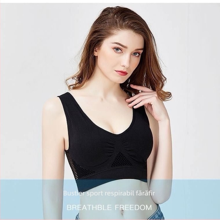 Sutien sport respirabil din mătase, cu blană de iepure, cupă completă, cupă turnată groasă, fără bretele (mătase; blană de iepure; cupă completă; cupă turnată groasă; fără bretele)