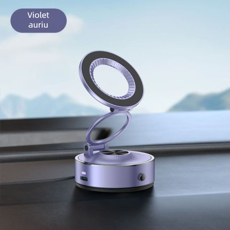 Suport magnetic pentru telefon auto, cu aspirație pe vid – rotire 360°, design pliabil, compatibil universal