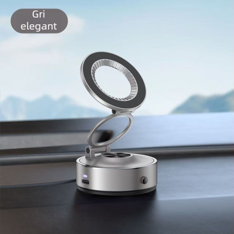 Suport magnetic pentru telefon auto, cu aspirație pe vid – rotire 360°, design pliabil, compatibil universal