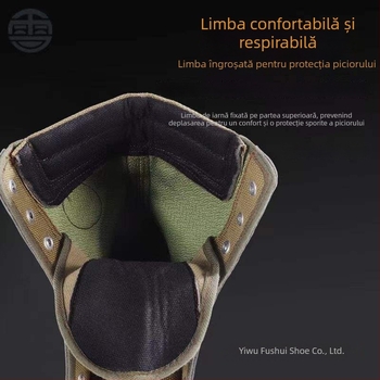 Ghete de drumeție outdoor 3744, talie înaltă, suprafață din pânză, branț latex, rezistente la uzură