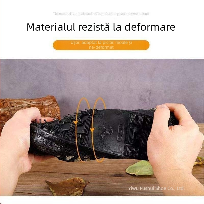 Ghete de drumeție outdoor 3744, talie înaltă, suprafață din pânză, branț latex, rezistente la uzură