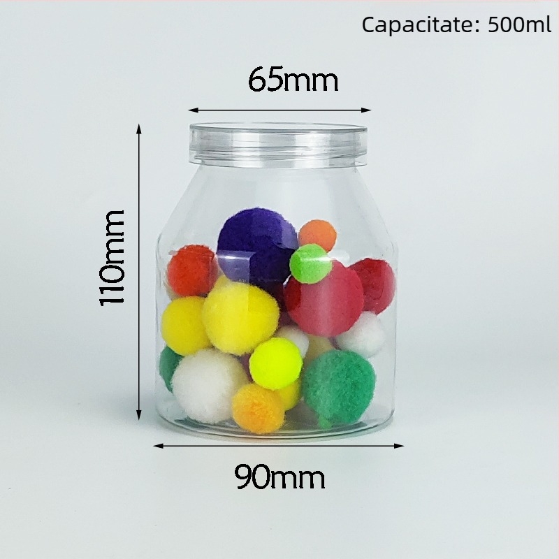 Borcan de iaurt cu ambalaj trapezoidal, PVC plastic, recipient pentru condimente, capacitate 1000 ml+, ambalaj tip borcan, capac: transparent sau din aluminiu