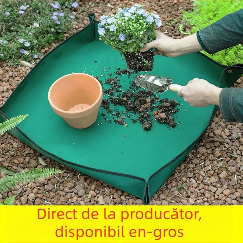 Covoraș de grădină din fibre de poliester pentru schimbarea substratului în ghivece cu plante verzi
