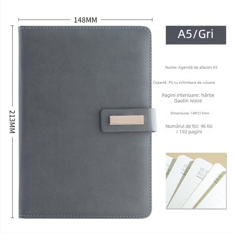 Jurnal Chiefchu, copertă din piele sintetică, legare cu adeziv, hârtie Forest, 100 de pagini, logo tipărit, personalizare disponibilă