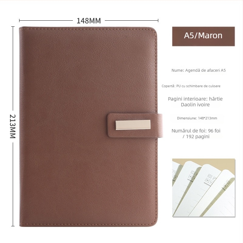 Jurnal Chiefchu, copertă din piele sintetică, legare cu adeziv, hârtie Forest, 100 de pagini, logo tipărit, personalizare disponibilă